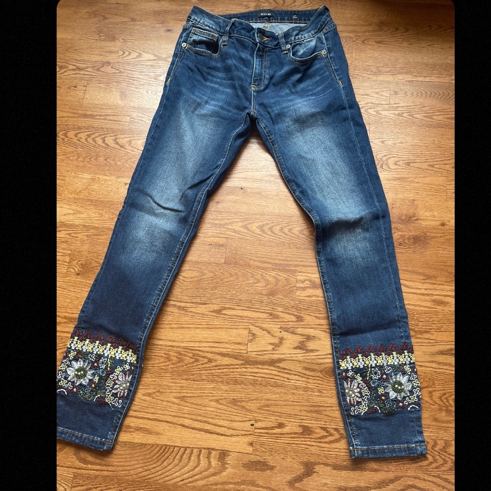Miss Me Denim Jeans with flower embroidery
